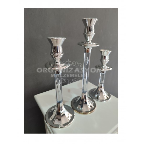 3'Lu Gümüş Mumluk