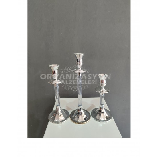 3'Lu Gümüş Mumluk