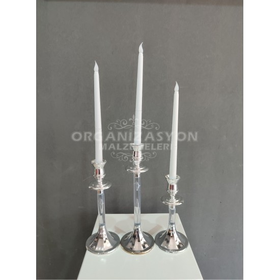 3'Lu Gümüş Mumluk