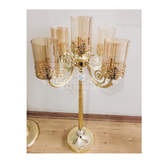 5 Kollu Şamdan Fanuslu